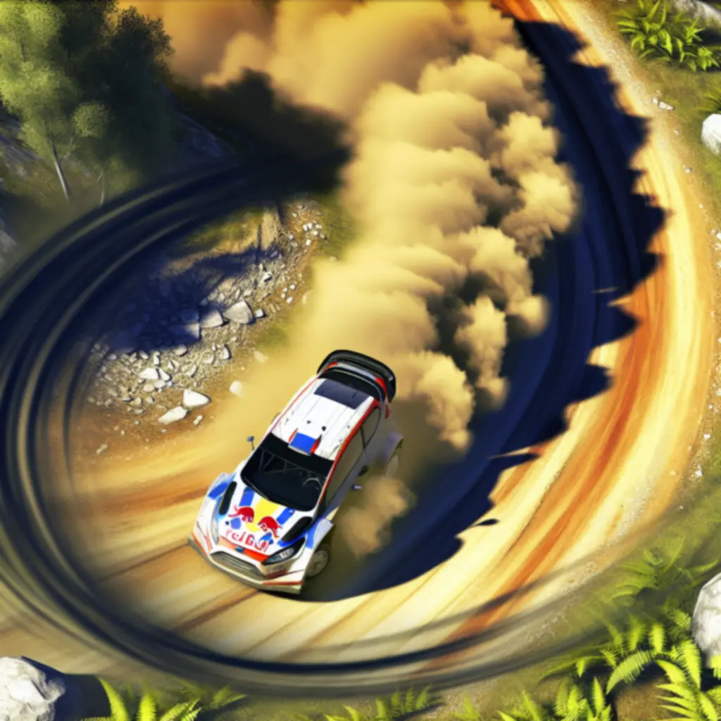 Top-down ujęcie akcji rajdowej w Rush Rally Origins