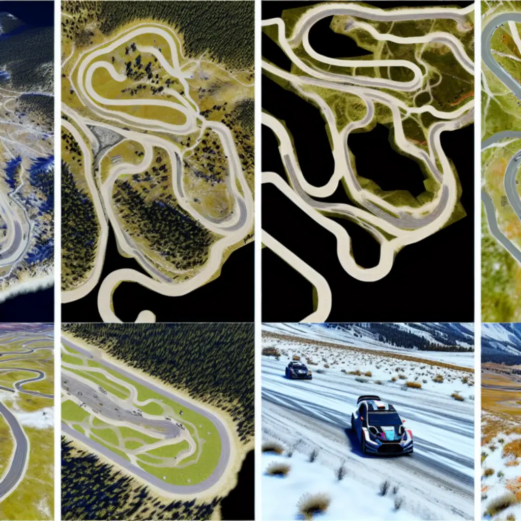 Widok z lotu ptaka na zróżnicowane trasy w Rush Rally Origins